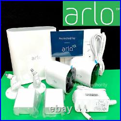 2 Arlo Pro 3 Wire Free 2K Security Camera w Smart Hub Ultra Base Station VMB4540