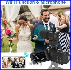 4K Camcorder Ultra HD Video Camera with Microphone Wide Angle Lens for youtube