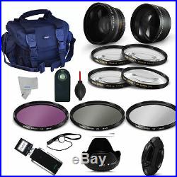 58mm Wide Angle Lens + Telephoto Zoom Lens + Pro Kit For Canon Eos Rebel T5 T5i
