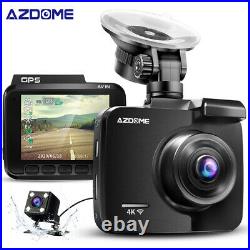 AZDOME Car Dash Cam 4K Ultra HD 2160P Built-In WiFi & GPS + VGA Rear Camera