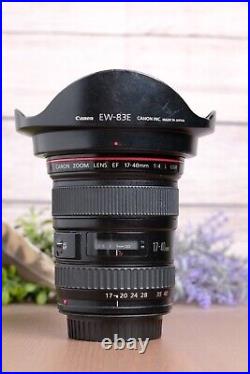 Canon EF 17-40mm f/4 L USM Wide Angle Zoom Lens with Caps and Hood