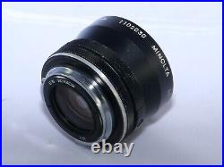 Minolta UW Rokkor 18mm f9.5 Ultra Wide Angle Lens. BOXED. Case. Hood. Caps