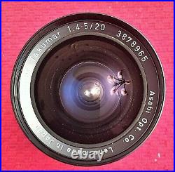 Mint Asahi F/4.5 20mm Super Takumar Ultra Wide Angle Lens For M42 Pentax Bodies