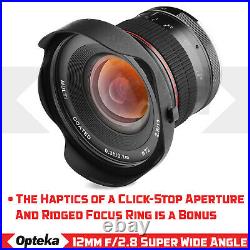 Opteka 12mm Wide Angle Lens for Fuji X-Pro3 Pro2 Pro1 S10 T4 T3 T2 T1 T200 T100