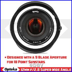 Opteka 12mm Wide Angle Lens for Panasonic GH5 GH4 GH3 GH2 GH1 GX850 GX85 G85 GX8