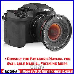 Opteka 12mm Wide Angle Lens for Panasonic S1H S5 GH5M2 G95 S1R G100 S1 G9 GX9 G1