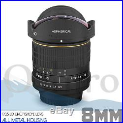 Oshiro 8mm f/3.5 High Definition Aspherical Fisheye Lens for Canon DSLR Cameras