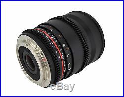 Rokinon 16mm T2.2 Ultra Wide Angle Cine Lens for Nikon VDSLR New Lens