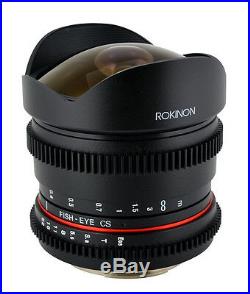 Rokinon 8mm T3.8 Cine Fisheye Lens for DSLR Video with De-clicked Aperture Canon