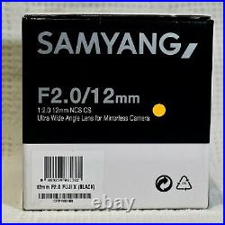 Samyang Ultra Wide Angle 12mm f2. Fuji X Mount. 67mm UV filter included