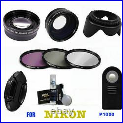 Wide Angle Lens +telephoto Lens + Remote + Hd Filters For Nikon Coolpix P1000